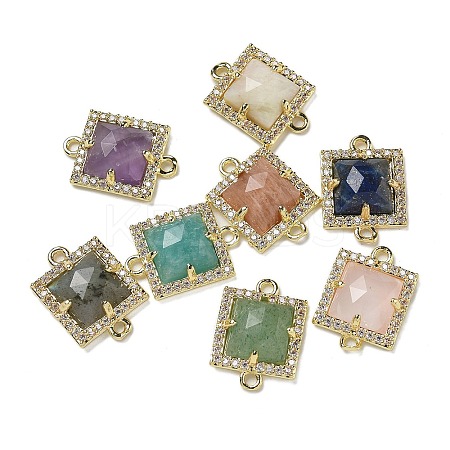 Natural Mixed Gemstone Faceted Square Links G-I375-03G-1