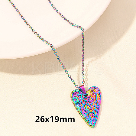 304 Stainless Steel Heart Pendant Necklaces for Men and Women FS-WG1B83F-18-1