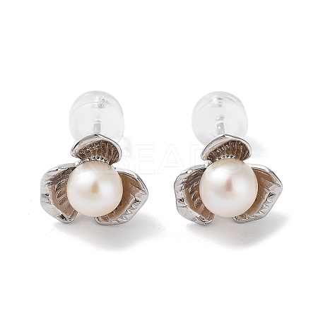 Natural Pearl Stud Earrings for Women EJEW-C083-07E-P-1