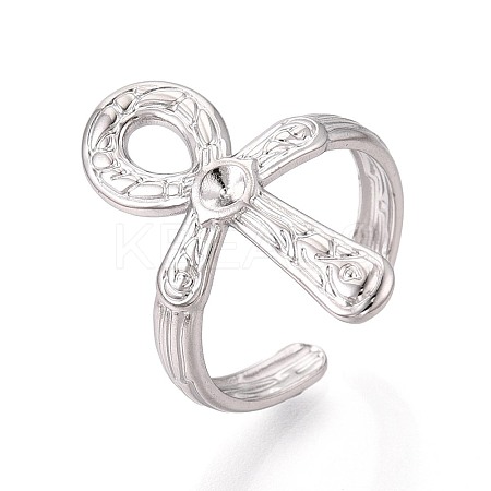 Ankh Cross 304 Stainless Steel Open Cuff Ring Components STAS-N108-60P-1