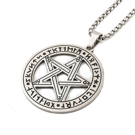Non-Tarnish 201 Stainless Steel Pendant Necklaces NJEW-H030-02P-1