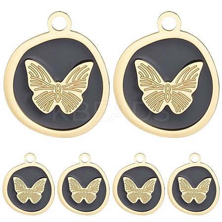 8Pcs PVD Vacuum Plating 201 Stainless Steel Pendants STAS-BBC0008-02-1