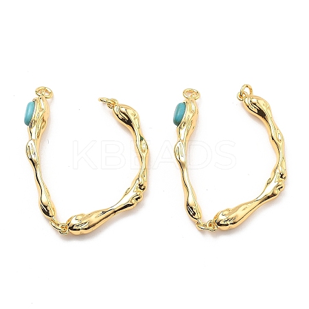 Brass Synthetic Turquoise Toggle Clasps KK-B129-19G-1