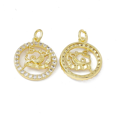 Real 18K Gold Plated Brass Micro Pave Clear Cubic Zirconia Pendants KK-E068-VB409-11-1