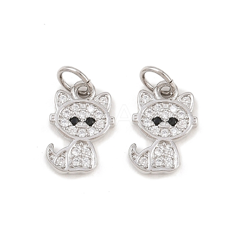 Brass Micro Pave Clear Cubic Zirconia Charms ZIRC-C020-38P-1