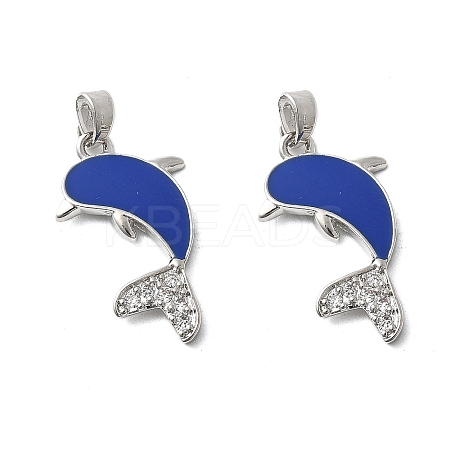 Brass Micro Pave Cubic Zirconia with Enamel Pendants KK-Z103-08P-01-1