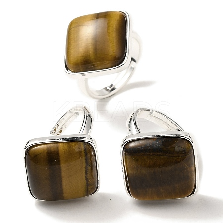 Natural Tiger Eye Adjustable Rings RJEW-H240-01S-21-1