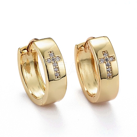 Brass Micro Pave Clear Cubic Zirconia Huggie Hoop Earrings ZIRC-H109-03G-1