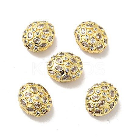 Oval Brass Micro Pave Cubic Zirconia Beads KK-G419-16G-02-1
