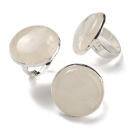 Natural Quartz Crystal Round Adjustable Rings RJEW-K371-09S-29-1