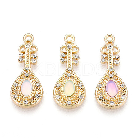 Alloy Rhinestone and Glass Pendants PALLOY-T093-02M-G-1
