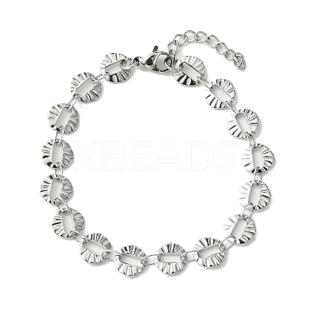 Non-Tarnish 304 Stainless Steel Round Link Bracelets for Women BJEW-A007-01P-1