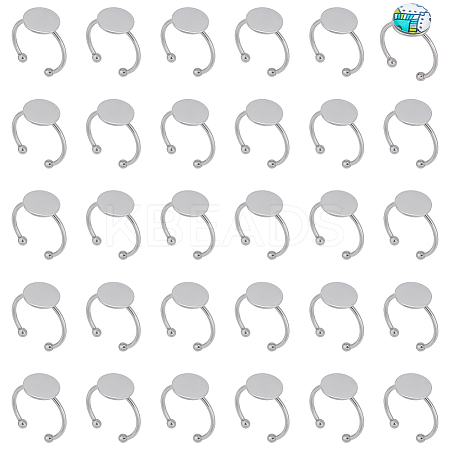 30Pcs Adjustable 304 Stainless Steel Finger Rings Components STAS-UN0059-79B-1