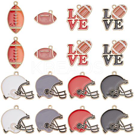 32Pcs 8 Styles Rugby Themed Alloy Enamel Pendants Sets ENAM-SC0005-15-1