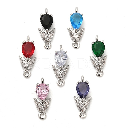 Glass Teardrop Connector Charms KK-M314-14P-1