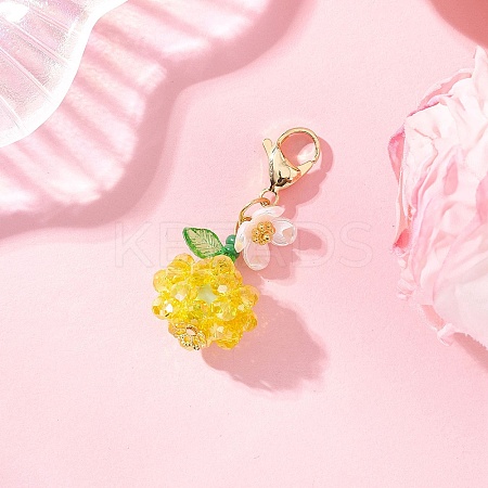 Fruit & Flower Dyed Synthetic Imperial Jasper & Glass Seed Beads Pendant Decorations HJEW-MZ00307-05-1
