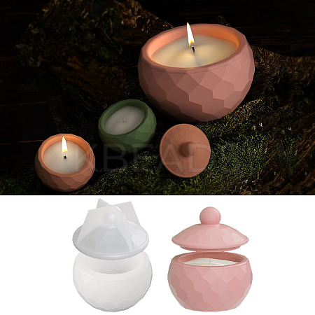 Faceted Round DIY Candle Cup Silicone Molds DIY-Q037-07B-1