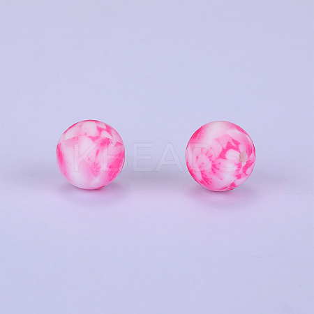 Printed Round Silicone Focal Beads SI-JX0056A-34-1