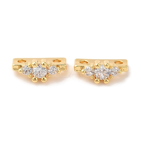 Brass Micro Pave Clear Cubic Zirconia Slide Charms KK-P239-16G-1