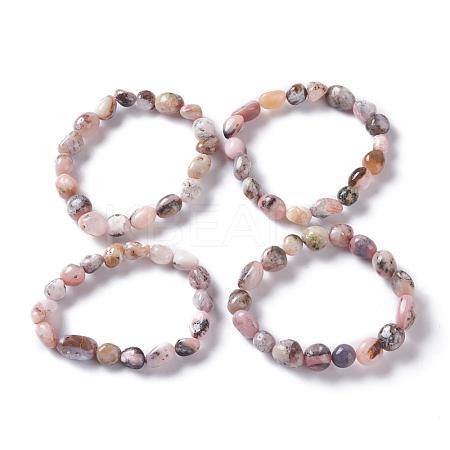 Natural Pink Opal Bead Stretch Bracelets BJEW-K213-46-1