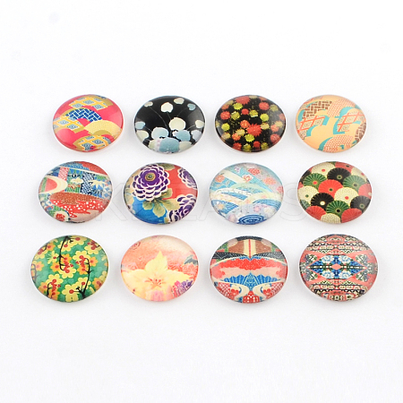 Half Round/Dome Pattern Photo Glass Flatback Cabochons for DIY Projects GGLA-Q037-14mm-43-1