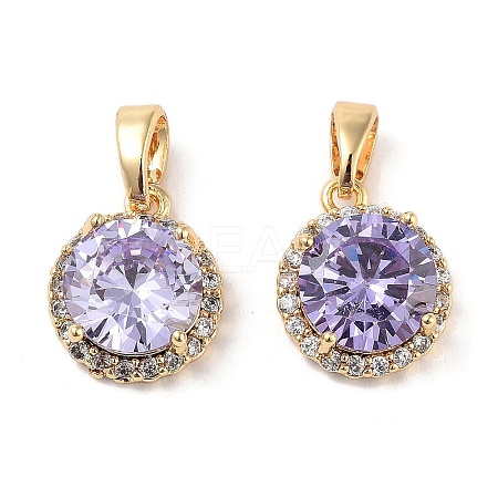 Brass Micro Pave Cubic Zirconia Charms KK-B102-06G-1