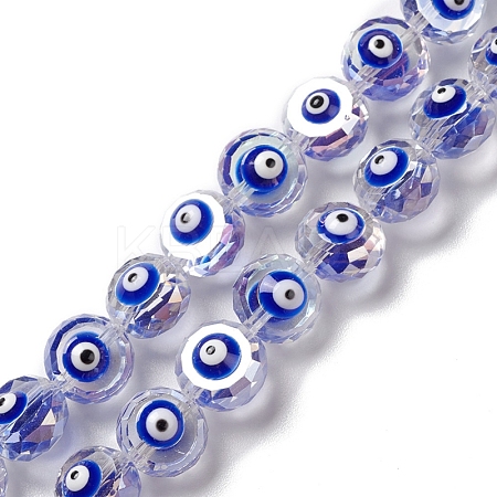 Transparent Evil Eye Glass Beads Strands LAMP-K037-06H-1
