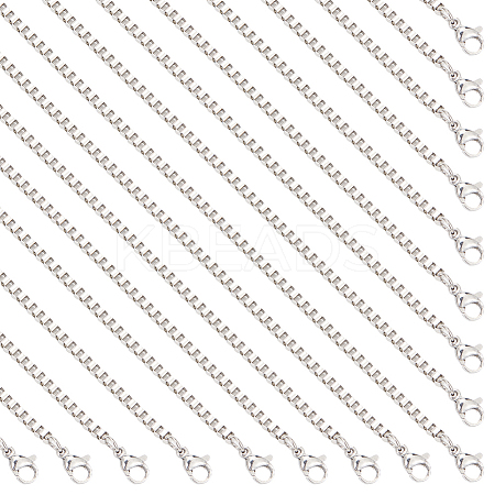 12Pcs 201 Stainless Steel Box Chain Necklaces Set NJEW-SC0001-16-1