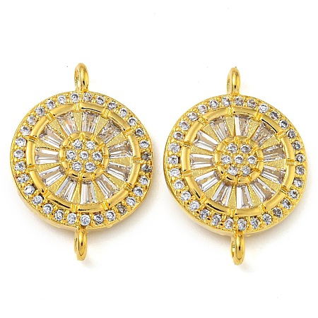 Rack Plating Brass Pave Cubic Zirconia Wheel Connector Charms KK-Z063-28G-01-1
