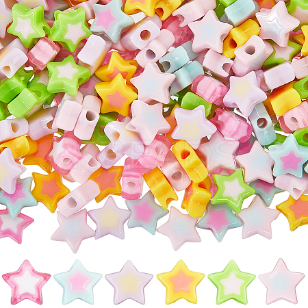 360Pcs 6 Styles Opaque/Transparent Acrylic Bead OACR-SC0001-91-1