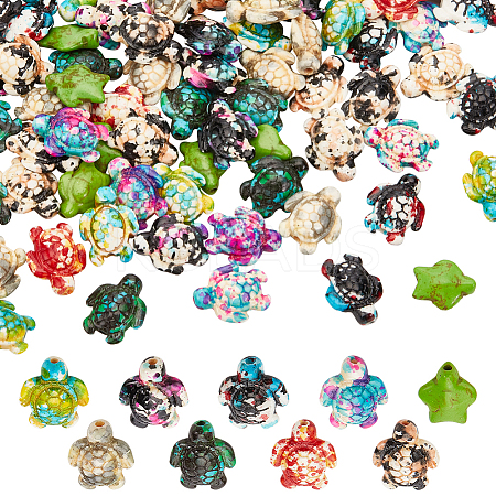 108Pcs 9 Colors Synthetic Turquoise Dyed Beads G-NB0005-43-1