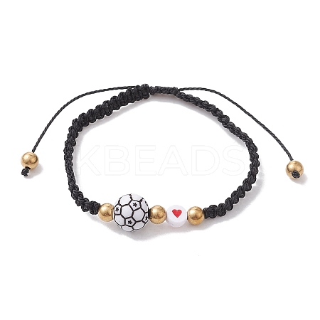 Sport Theme Acylic & Alloy Braided Bead Bracelet BJEW-JB10122-02-1