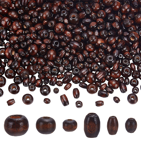 600Pcs 6 Styles Dyed Natural Wood Beads WOOD-WR0001-19-1