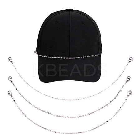 3Pcs 3 Styles 304 Stainless Steel Baseball Cap Chain Set AJEW-TA00027-1