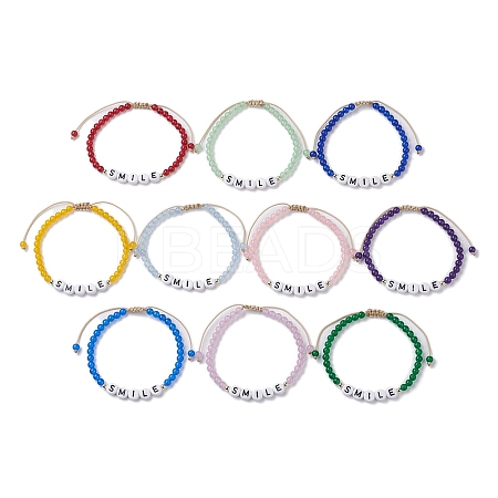 10Pcs Natural & Dyed Malaysia Jade Beaded Bracelet BJEW-JB10074-1