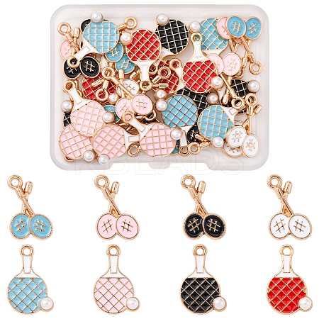 40Pcs 8 Styles Alloy Enamel Pendants ENAM-FS0002-54-1