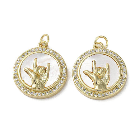 Gesture Theme Brass Micro Pave Cubic Zirconia Pendants KK-G485-18D-G-1