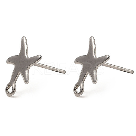 Non-Tarnish Starfish Shape 201 Stainless Steel Stud Earrings Findings STAS-Q251-03P-1