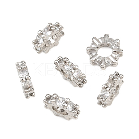 Brass Pave Clear Cubic Zirconia European Beads CU-CBA6A75-21P-1