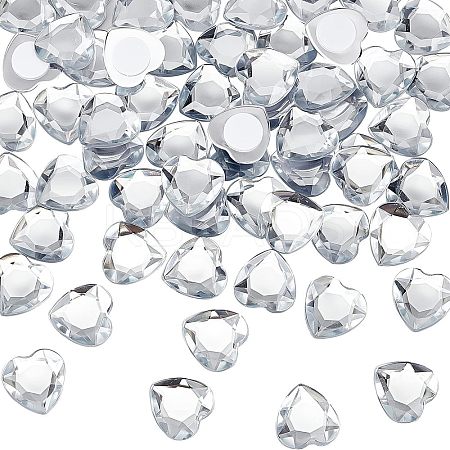 60Pcs Heart Acrylic Rhinestone Stick-On Cabochon TACR-FG0001-15B-1