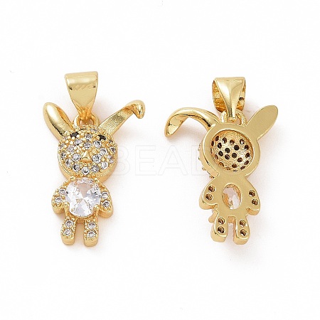 Brass Micro Pave Clear Cubic Zirconia Pendants ZIRC-F135-12G-1