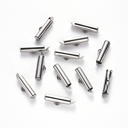 Non-Tarnish 304 Stainless Steel Slide On End Clasp Tubes X-STAS-S115-01E-P-1