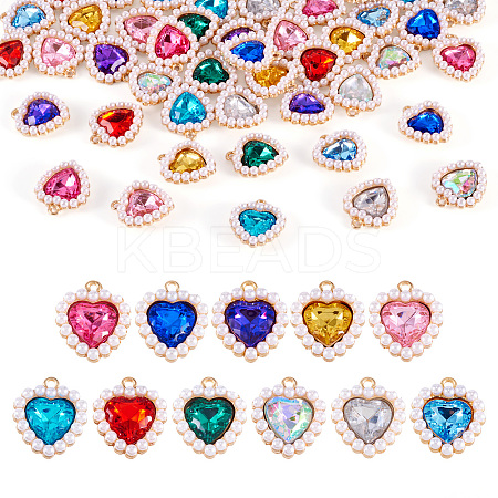 44Pcs 11 Colors Alloy Rhinestone Pendants ALRI-TA0001-27-1