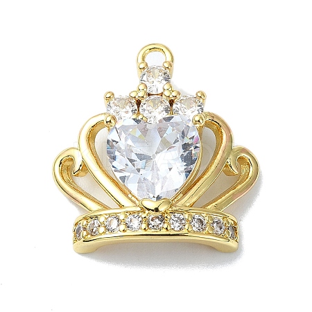 Rack Plating Real 18K Gold Plated Brass Micro Pave Cubic Zirconia Pendants KK-B084-18G-1