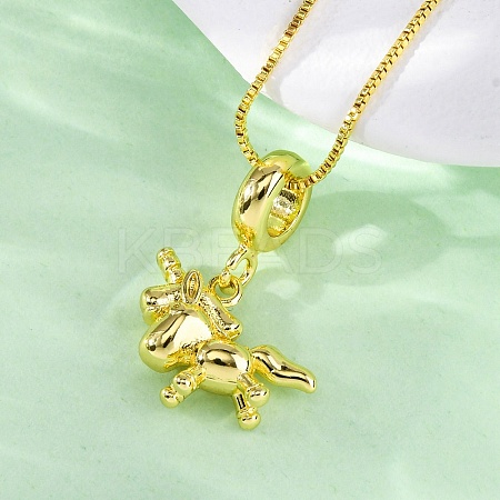 Brass Unicorn Pendant Necklaces for Women NJEW-C071-04G-1
