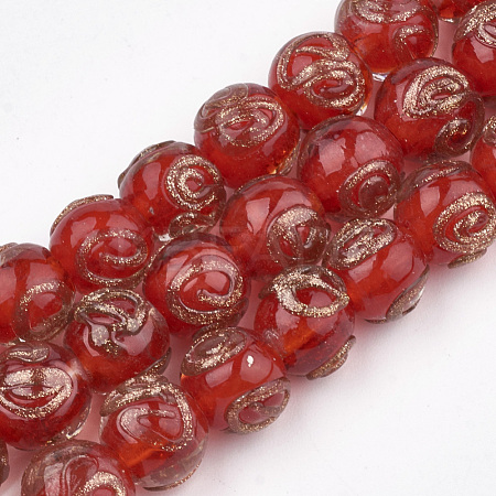 Handmade Gold Sand Lampwork Beads LAMP-T006-06G-1