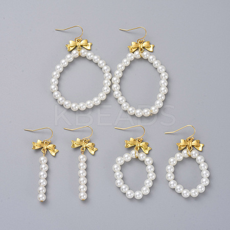 ABS Plastic Imitation Pearl Dangle Earrings Sets EJEW-JE03632-1