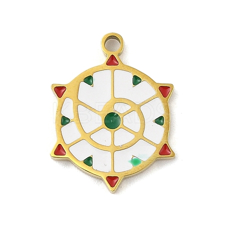 304 Stainless Steel Enamel Pendants STAS-U039-02G-1
