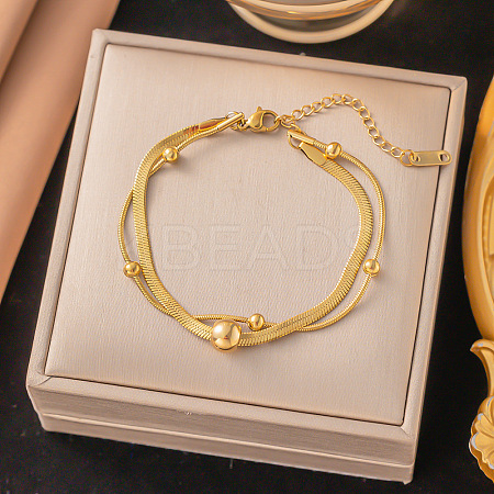 304 Stainless Steel Chain Bracelets BJEW-C084-08G-1