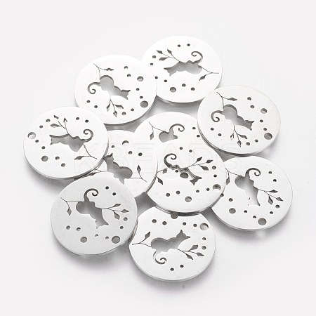 Non-Tarnish 201 Stainless Steel Kitten Pendants STAS-S105-T469-1